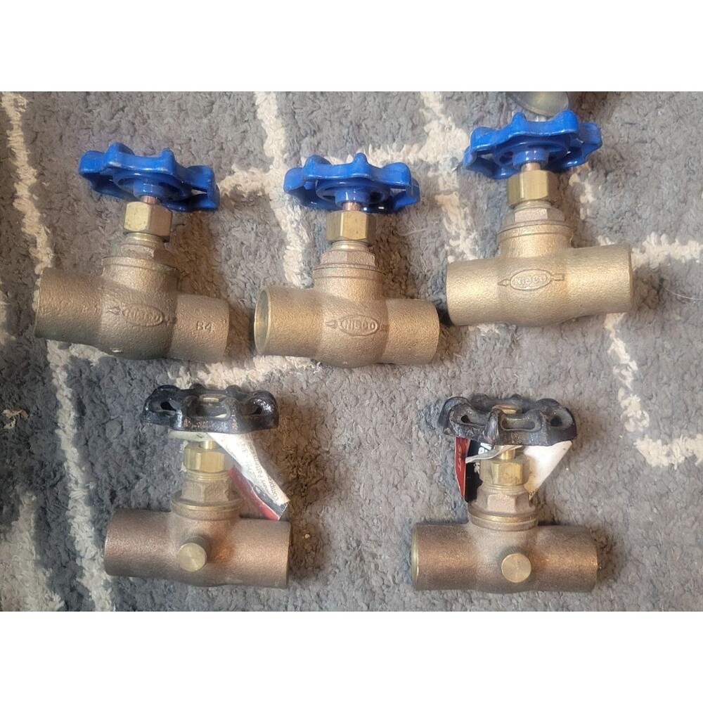 LOT Nibco and other Gate Shutoff Valve 3/4” SWT to SWT Comp, Stop, and waste